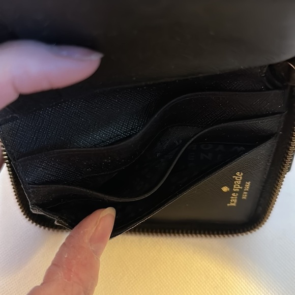 Kate Spade Crosshatch Leather Scatter Dot Zipper Wallet - EUC - Picture 7 of 12